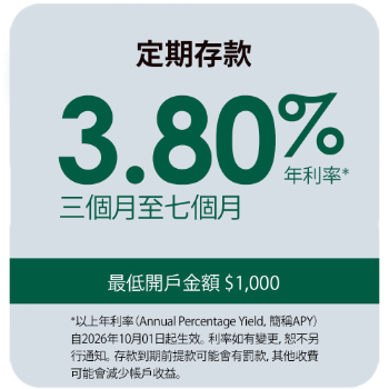 Certificate of Deposit account featuring 3.80% APY for 3-month to 7-month terms with a $1,000 minimum opening deposit.